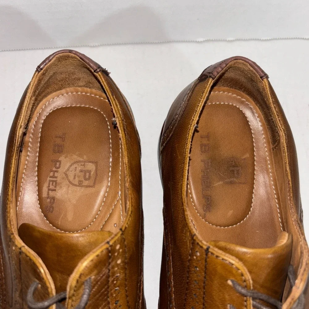 TB Phelps‎ Bixby Sheepskin Wingtip Pecan Men's 9